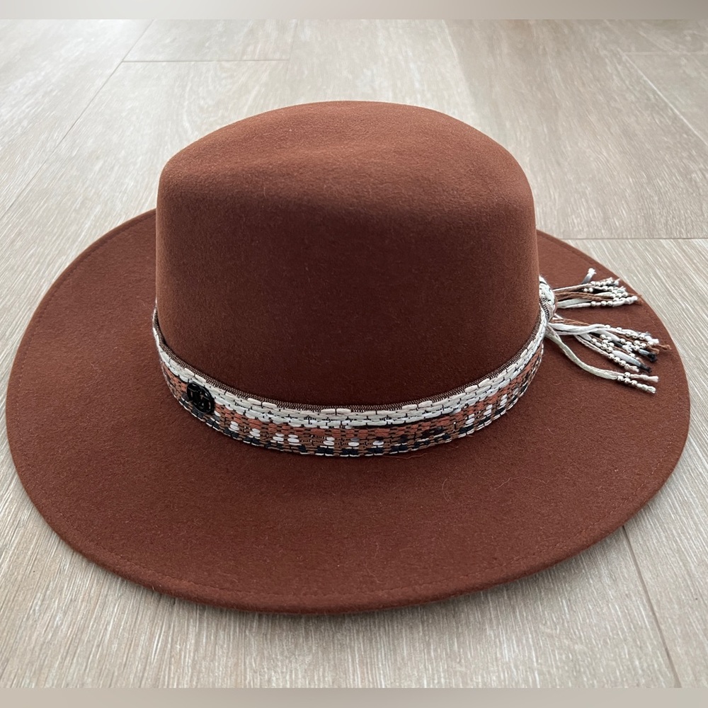 Maison Michele felt hat with woven beaded belt